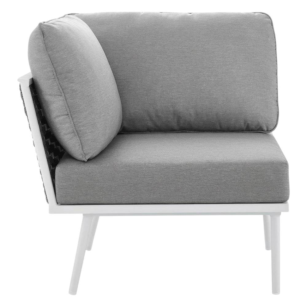 Outdoor Lounge Corner Chair With Aluminum Frame And Cushioned Seat