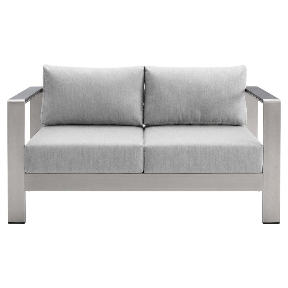 Aluminum Outdoor Loveseat With Sunbrella Fabric Cushions For Patio Relaxation