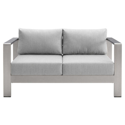 Aluminum Outdoor Loveseat With Sunbrella Fabric Cushions For Patio Relaxation