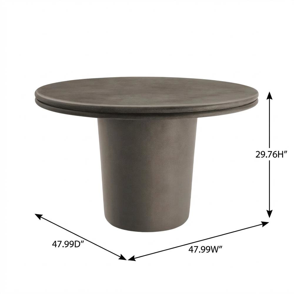 Round Concrete Dining Table In Gray For Indoor-Outdoor Patio Use