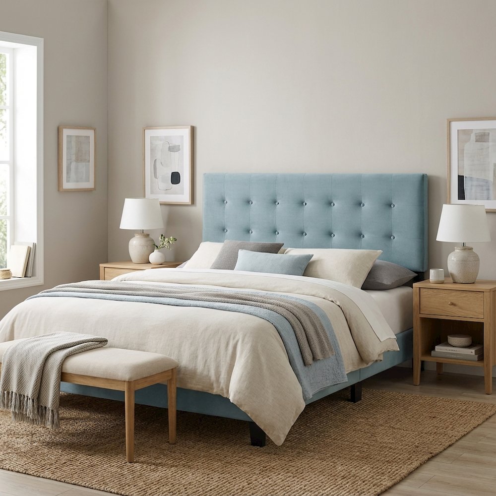 Biscuit Tufted Performance Velvet Queen Headboard with Soft Upholstery