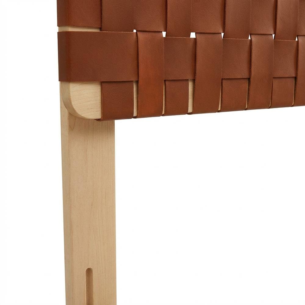 Vegan Leather Queen Headboard with Woven Texture and Durable Frame