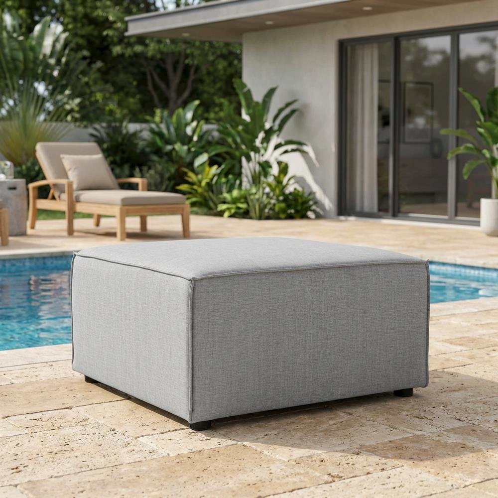 Outdoor Patio Upholstered Sectional Sofa Ottoman for Lounge Comfort