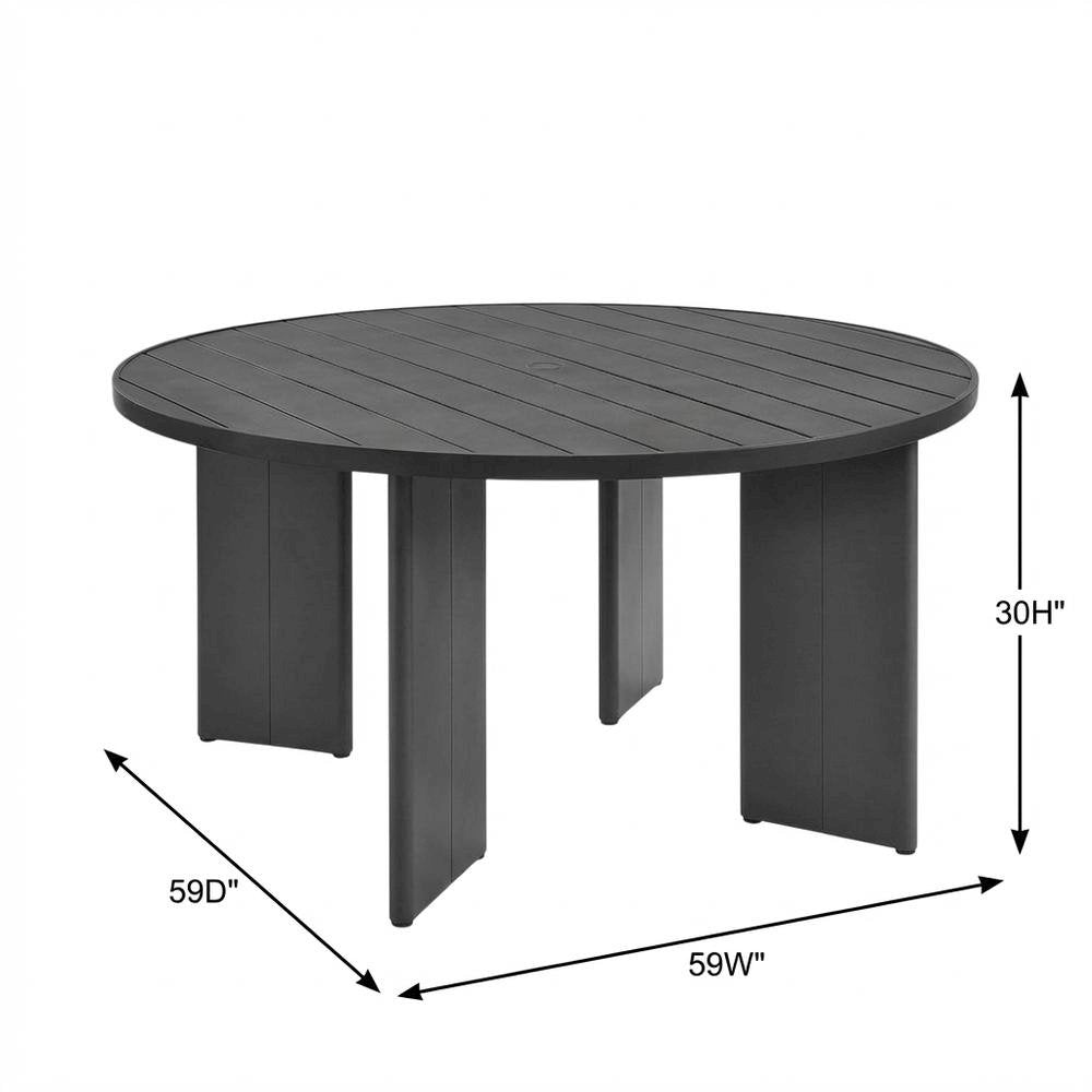 Round Aluminum Outdoor Dining Table With Sturdy Base For Patio Use