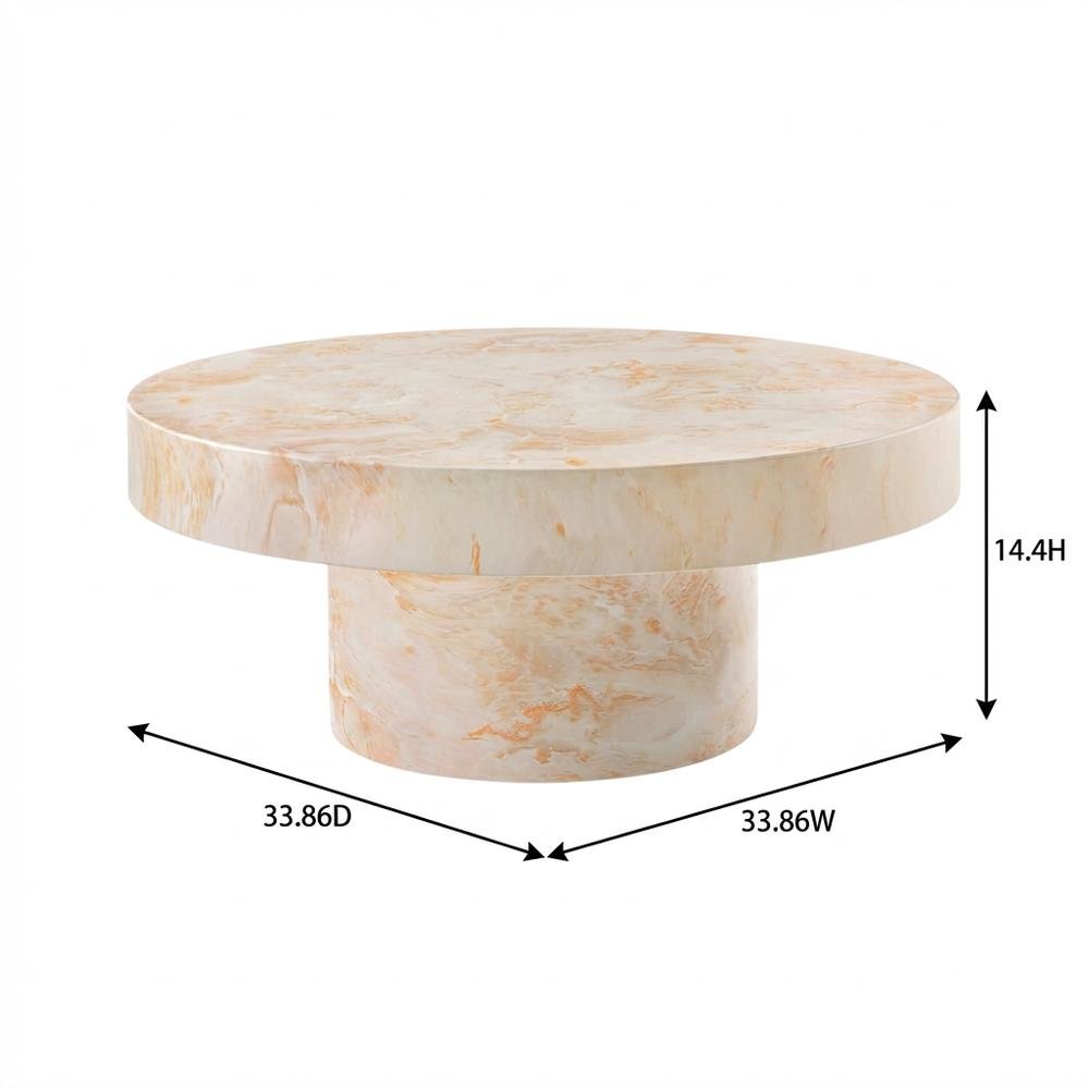 Round Concrete Outdoor Coffee Table With Weather-Resistant Design