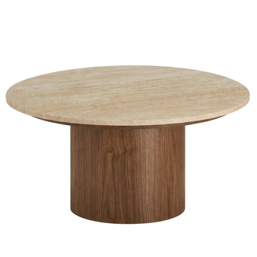 Round Travertine Coffee Table with Modern Design and Durable Surface