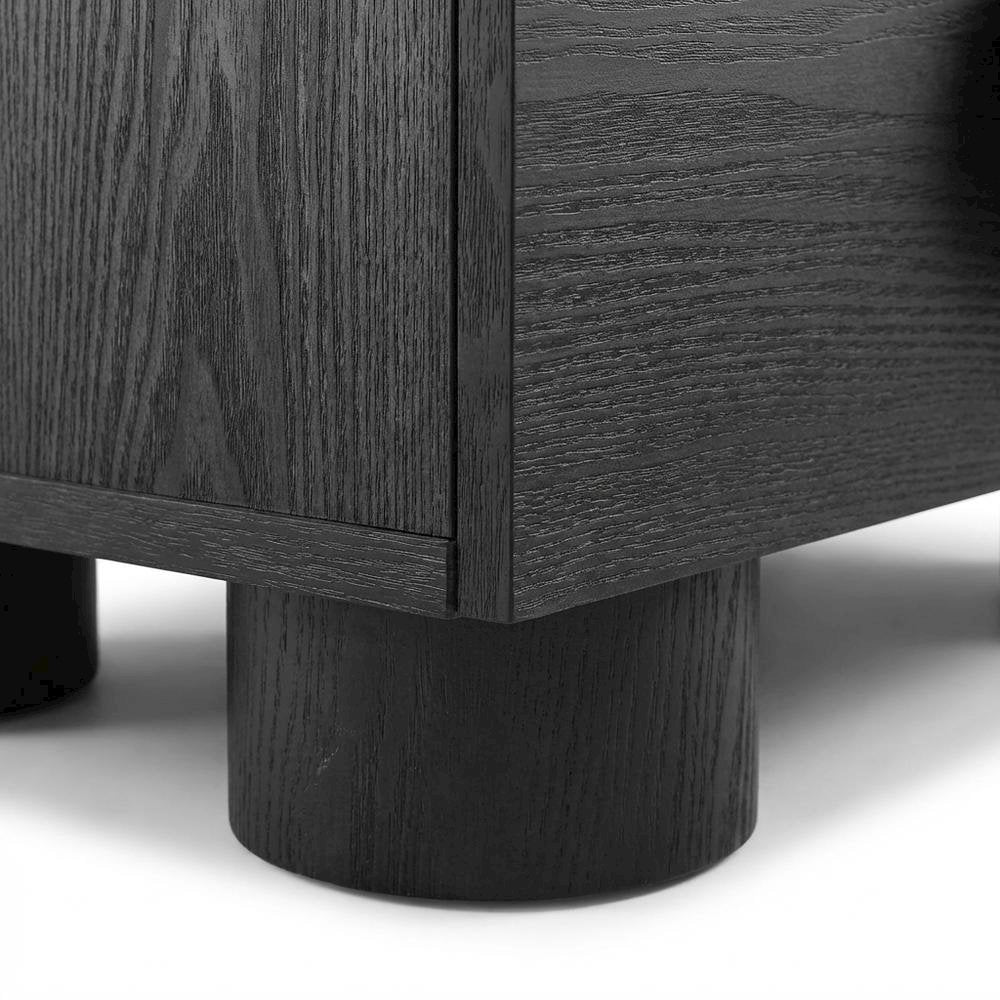 Black 2-Drawer Nightstand with Modern Design and Sturdy Construction