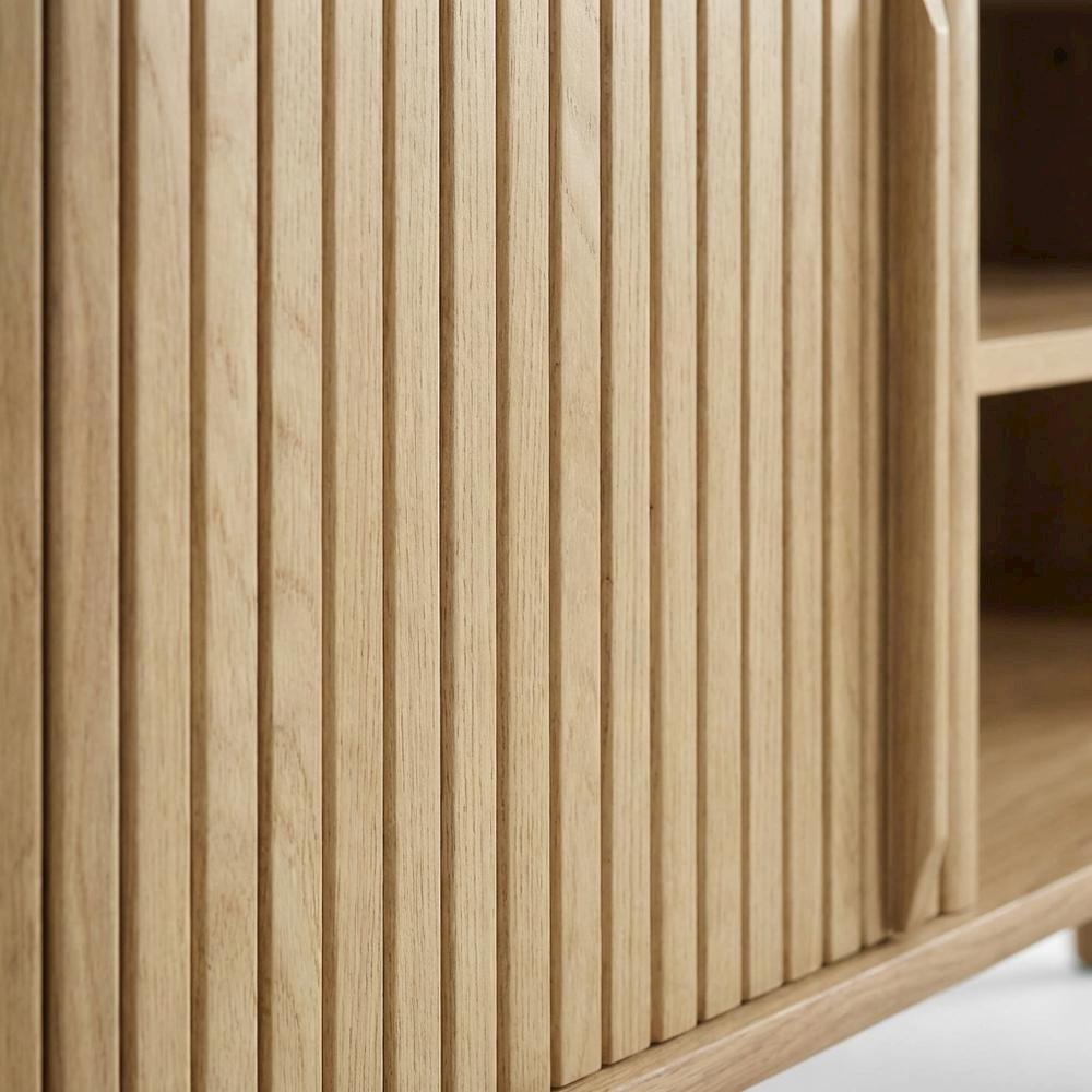 Brown wooden TV stand with sleek design and sturdy construction