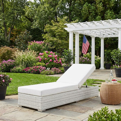 Outdoor Patio Chaise In Weather-Resistant Material With Cushioned Lounge Seat
