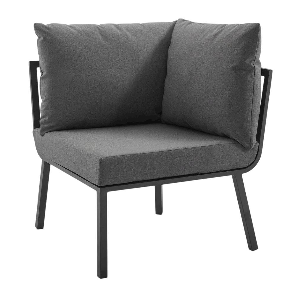 Outdoor Patio Aluminum Corner Chair With Cushioned Seat And Armrests