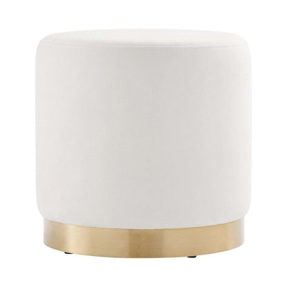 Round Performance Velvet Ottoman With Versatile Use For Living Spaces
