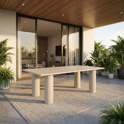Outdoor Patio 87" Rectangular Aluminum Dining Table With Durable Frame