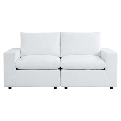 Outdoor Loveseat In Neutral Fabric With Comfortable Cushions