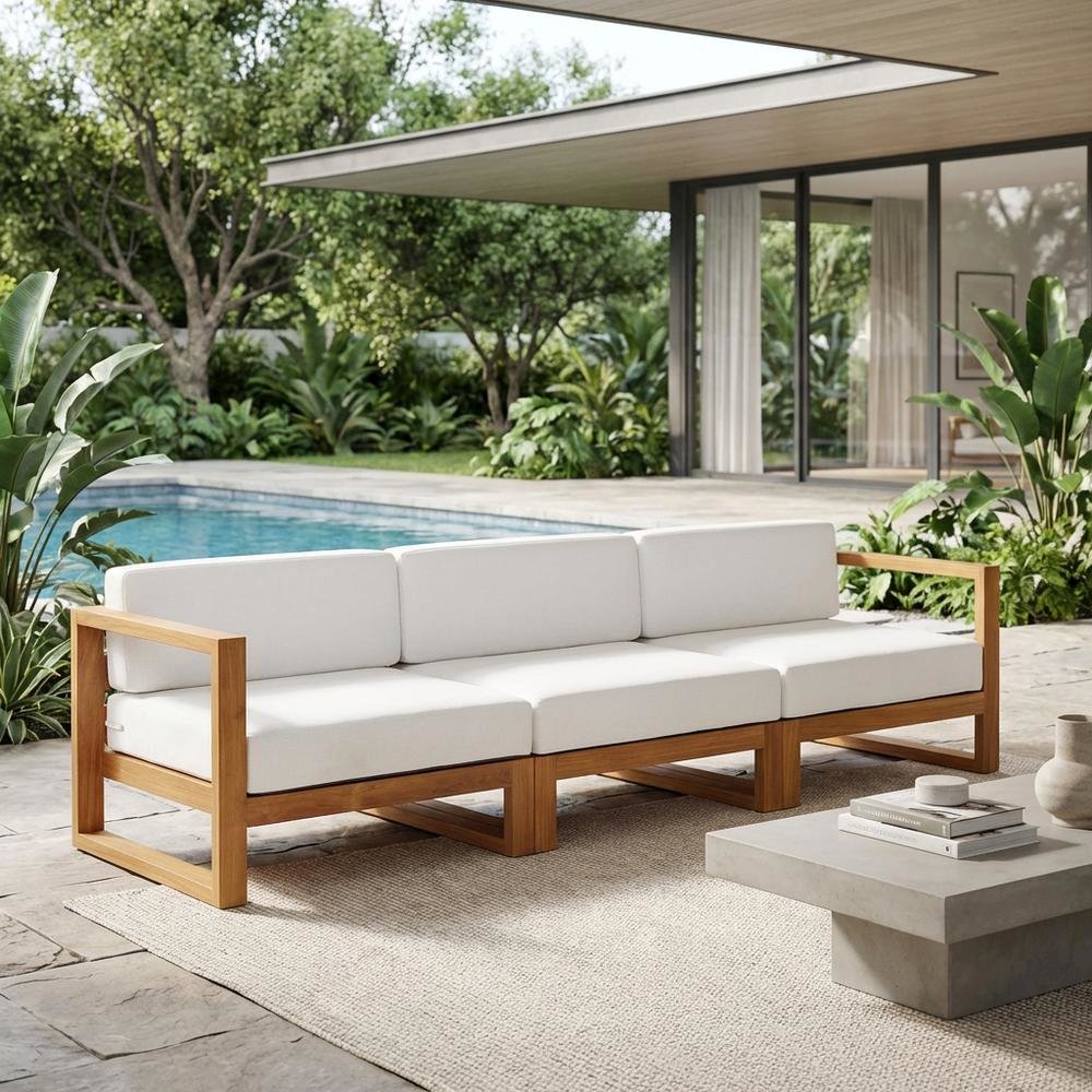 Outdoor Patio Teak Wood Sectional Sofa Set in Finish for Garden and Porch