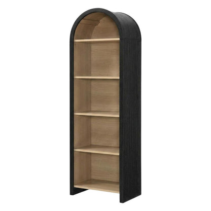 Arched Narrow Bookcase,Display Cabinet with Open Shelves Storage Cabinet, Black