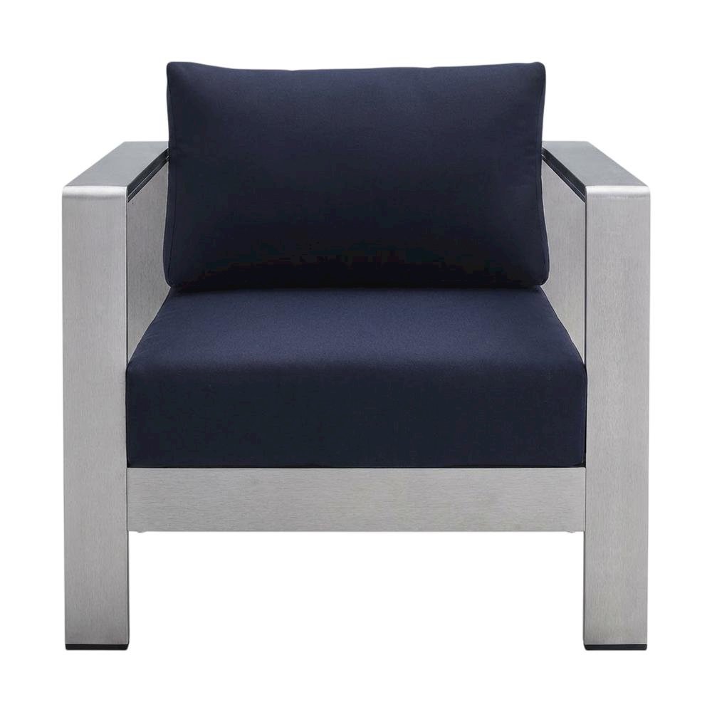 Aluminum Outdoor Patio Armchair With Fabric Cushion And Modern Design