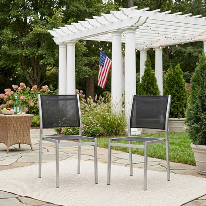 Aluminum Outdoor Lounge Chair Set Of 2 With Backrest And Cushioned Seat