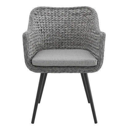 Outdoor Patio Wicker Rattan Dining Armchair Set Of 2 With Armrests