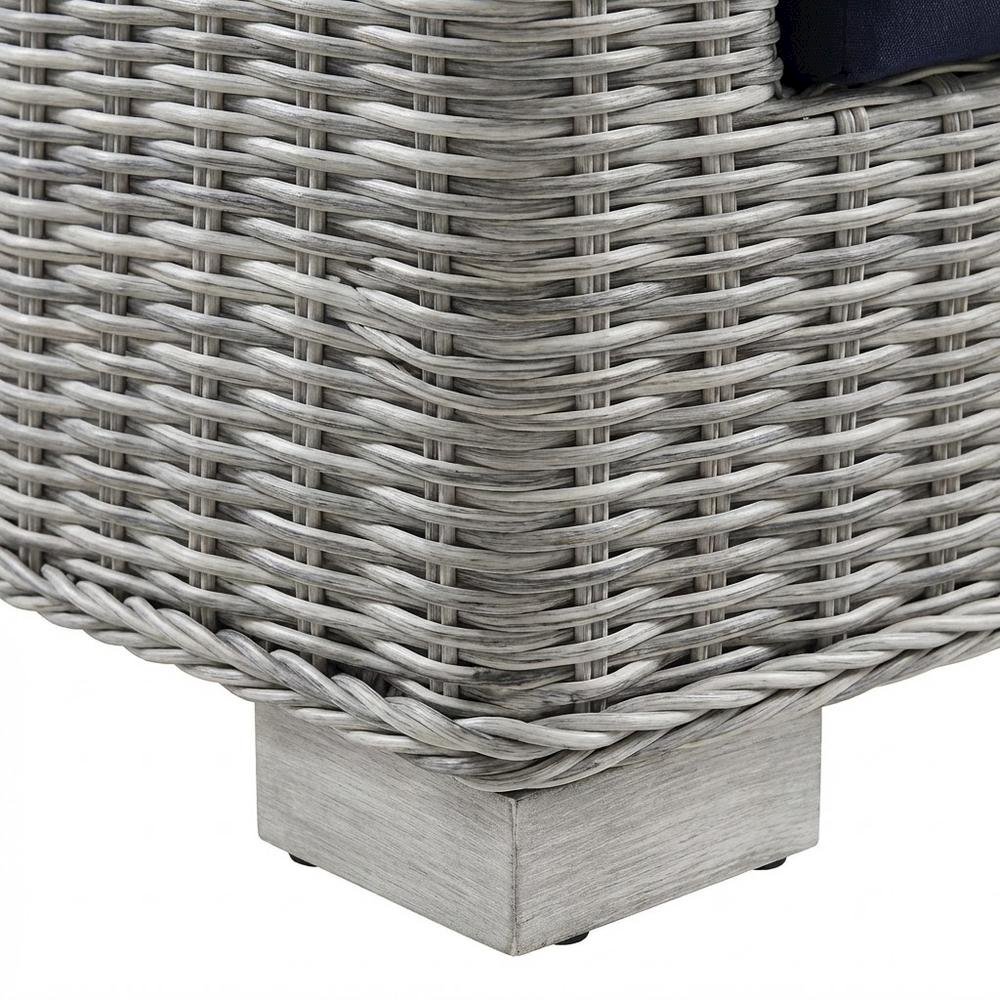 Outdoor Patio Wicker Rattan Armchair With Cushioned Seat And Armrests