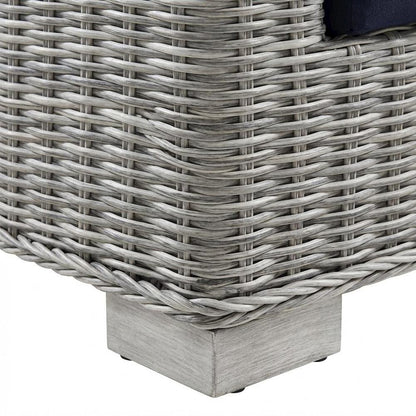 Outdoor Patio Wicker Rattan Armchair With Cushioned Seat And Armrests