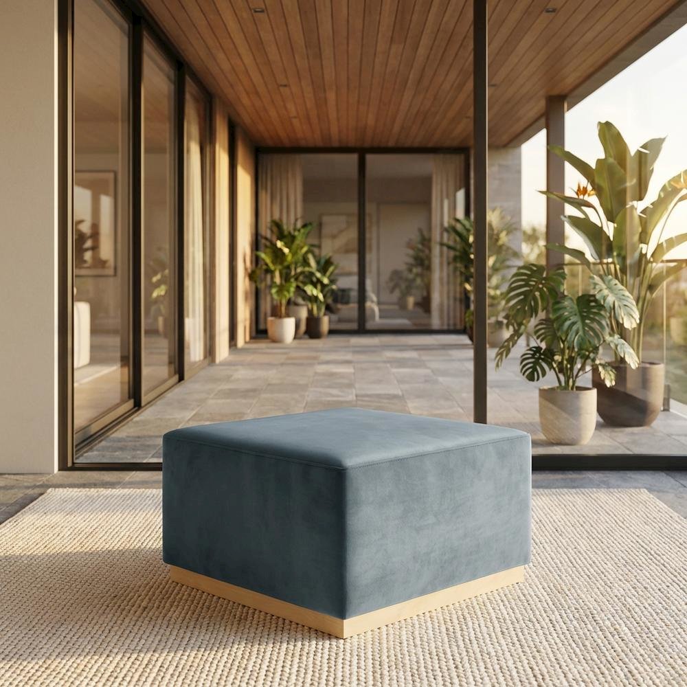 Square Velvet Ottoman With Modern Design For Outdoor Use