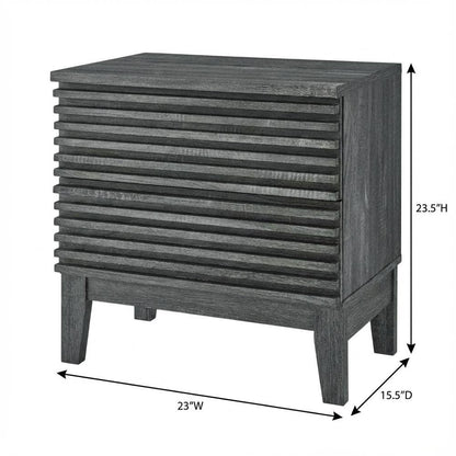 Two-Drawer Nightstand in Gray Finish with Sturdy Build and Modern Style