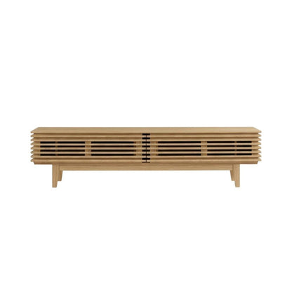 Brown wood TV stand with sleek design and sturdy construction