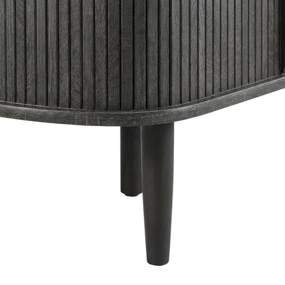 Gray wood TV stand with sleek design and sturdy construction