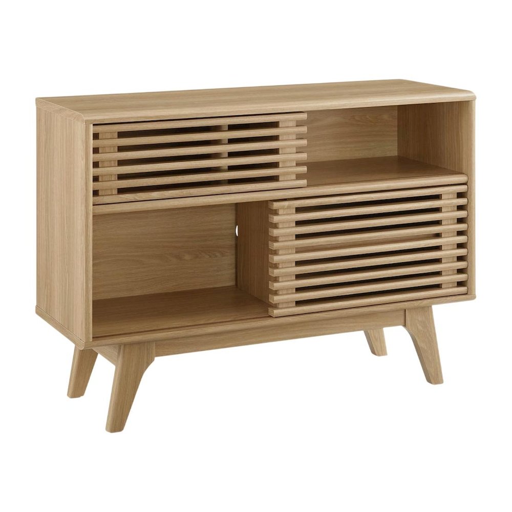 Brown wood TV stand with sleek design and sturdy construction