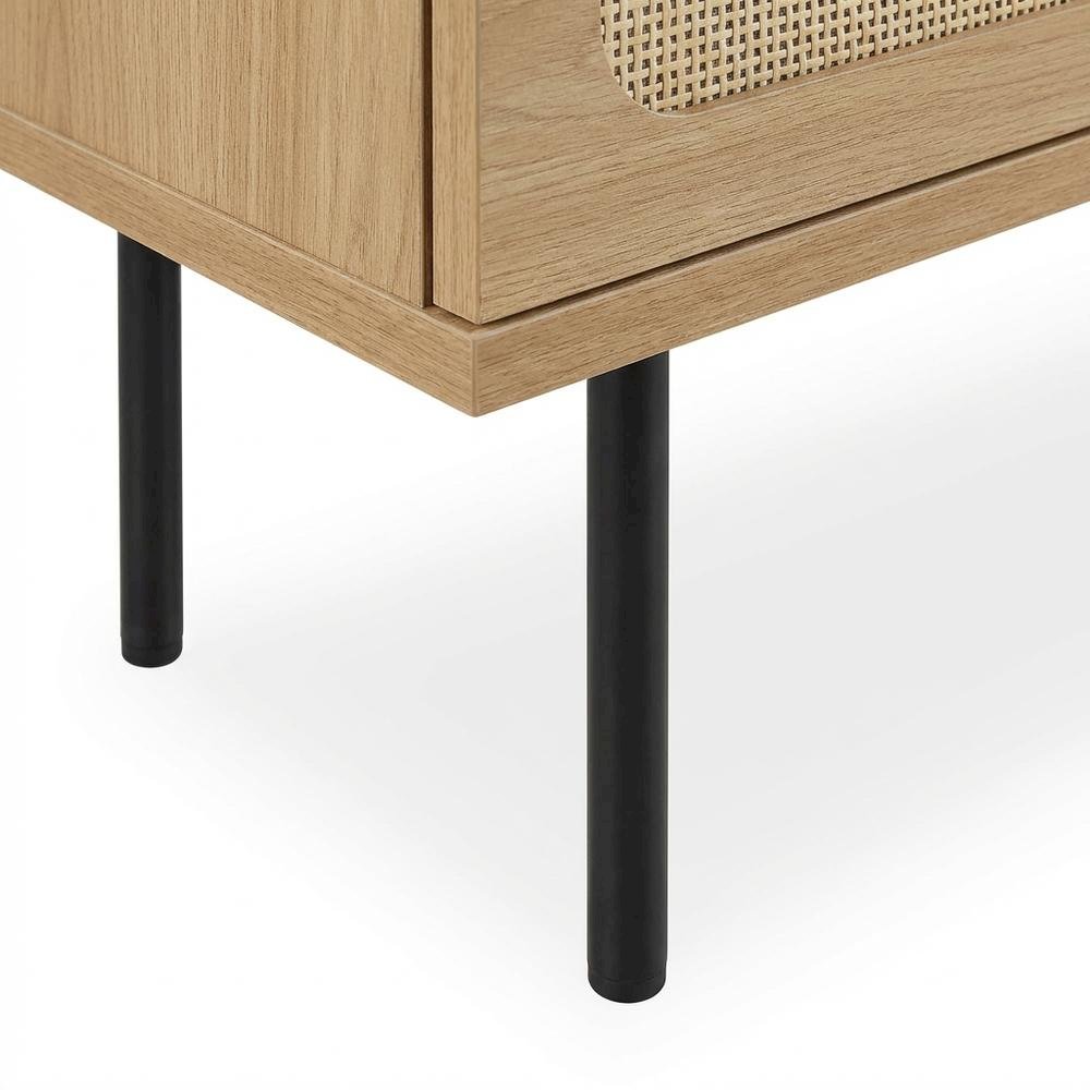 Wooden TV stand in brown with spacious surface and sturdy base