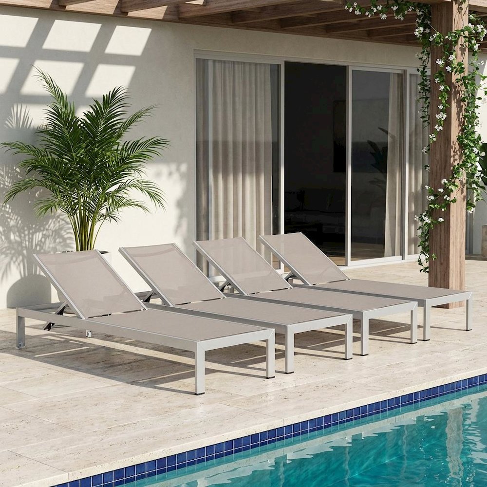 Durable Aluminum Lounge Chaise Set For Outdoor Patio Relaxation