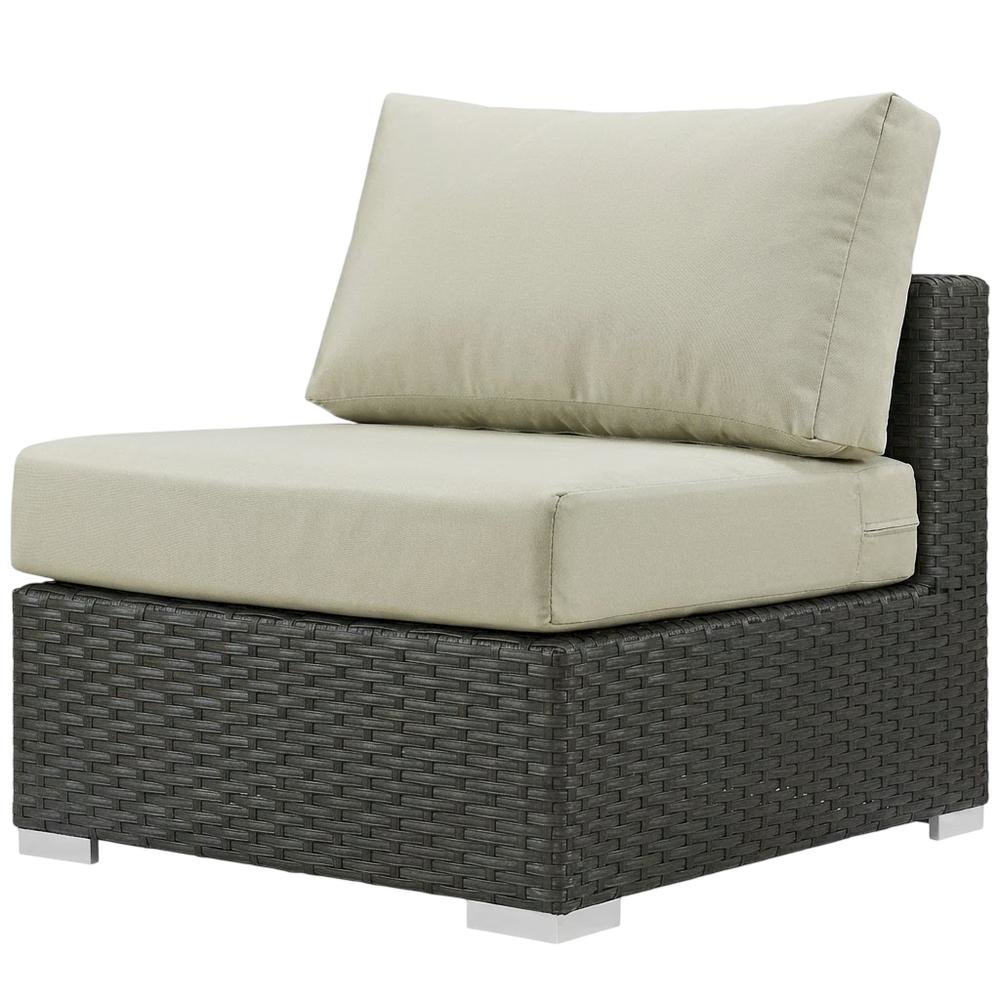 Armless Outdoor Lounge Chair With Cushioned Seat And Backrest
