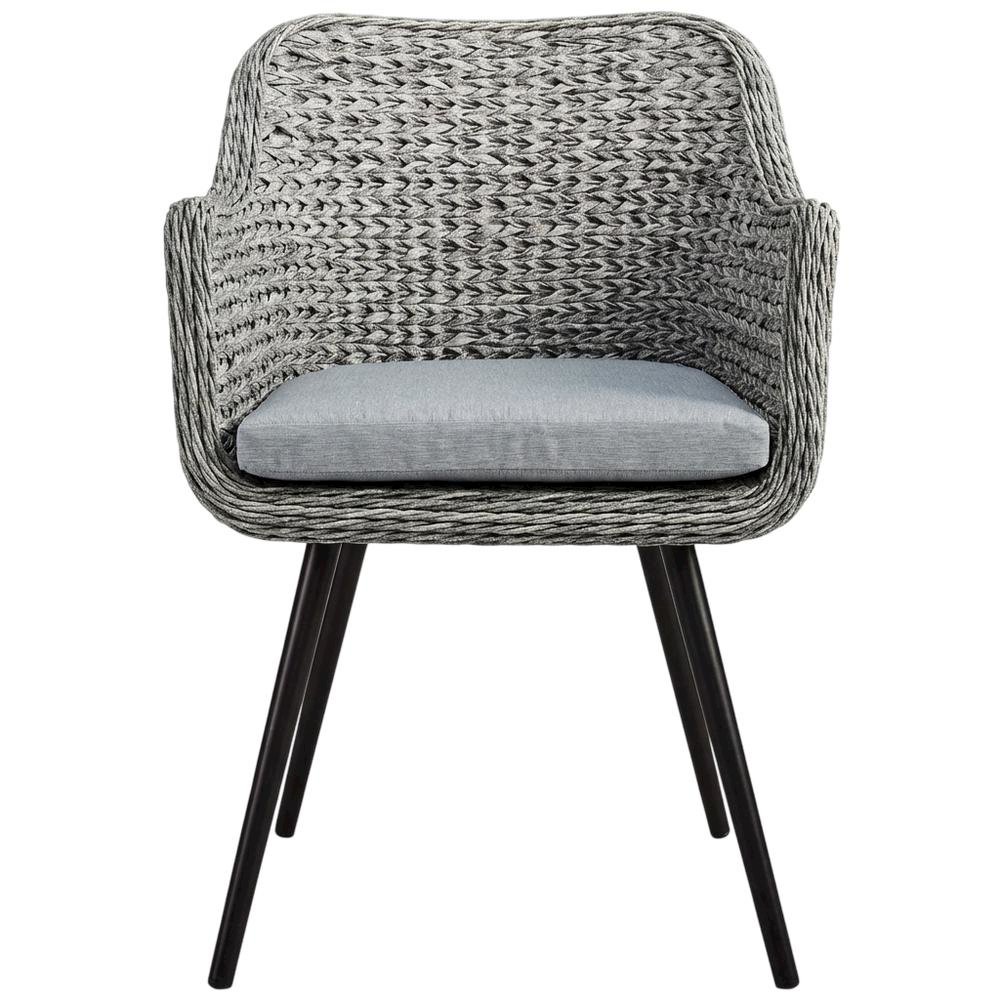 Outdoor Wicker Rattan Dining Armchair With Armrest And Classic Design