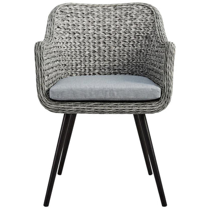 Outdoor Wicker Rattan Dining Armchair With Armrest And Classic Design