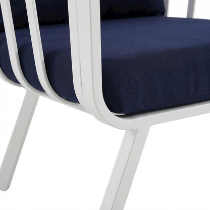 Outdoor Patio Aluminum Armchair Set Of 2 With Cushioned Seats And Armrests