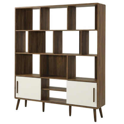 Wooden 59-Inch Bookcase with Sliding Doors for Elegant Storage