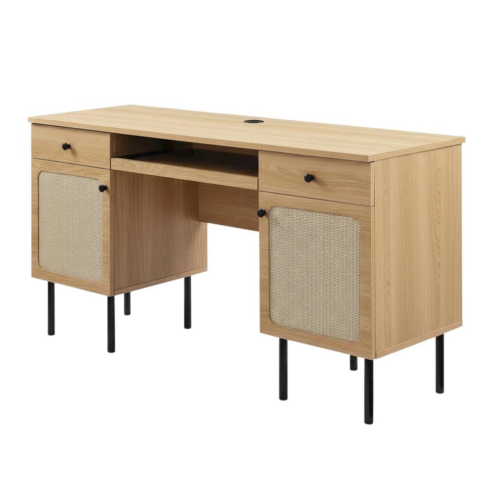 Modern Office Desk In Neutral Finish With Spacious Work Surface