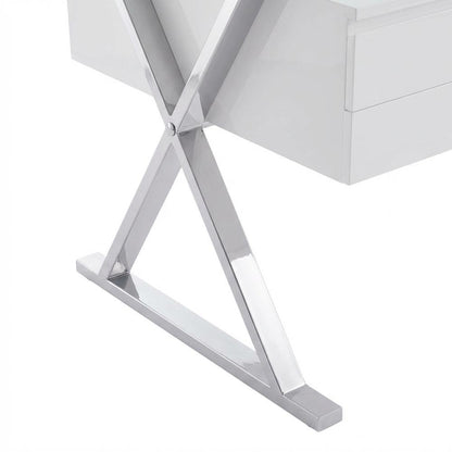 Contemporary 71-Inch Glass Top Office Desk With 4-Piece Set