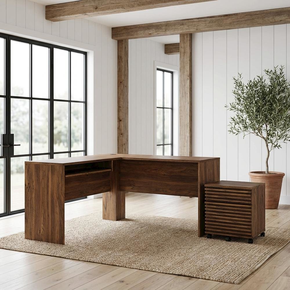 Wood Office Desk And File Cabinet Set With Modern Design And Durable Build