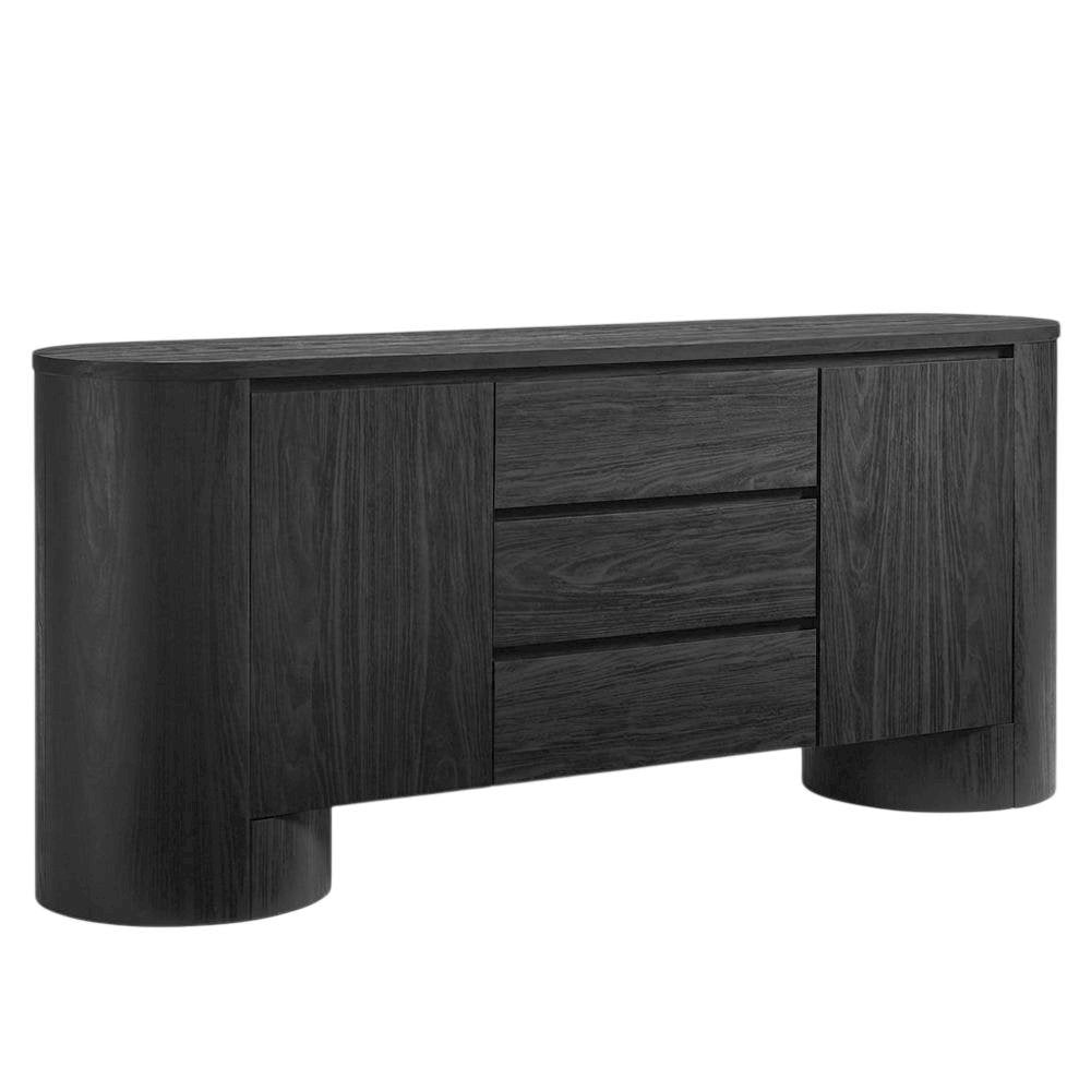 Rounded Sideboard Storage Cabinet In Classic Finish With Spacious Shelving