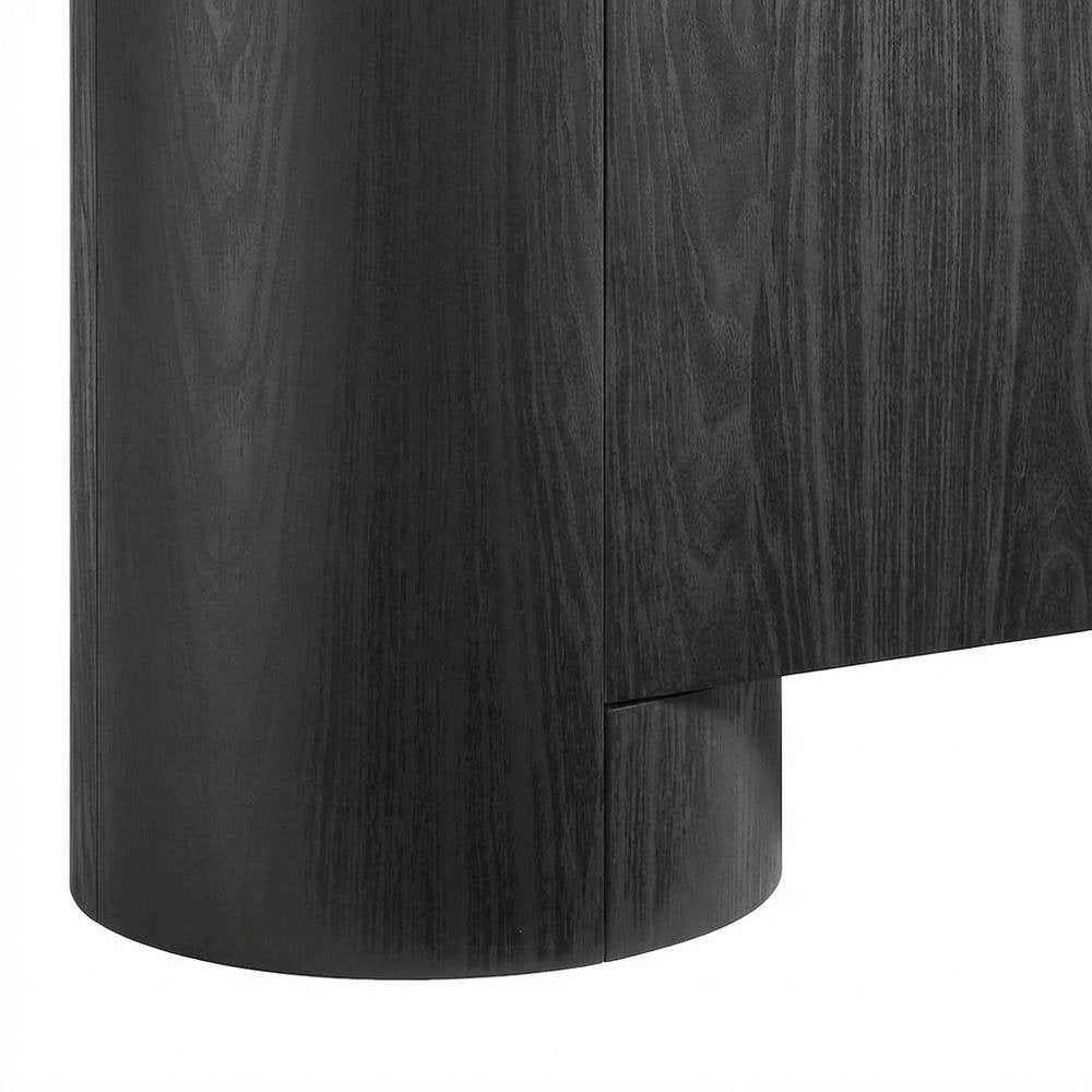 Rounded Sideboard Storage Cabinet In Classic Finish With Spacious Shelving