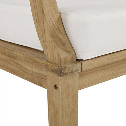 Outdoor Teak Right-Facing Sofa With Cushions And Durable Frame