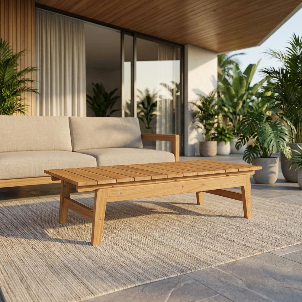 Teak Outdoor Coffee Table with Sleek Design and Durable Construction