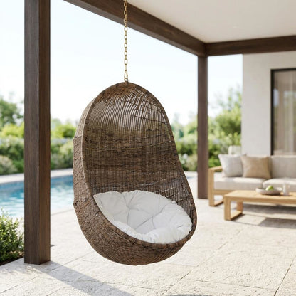 Relaxing outdoor swing chair with comfortable seating for patio use