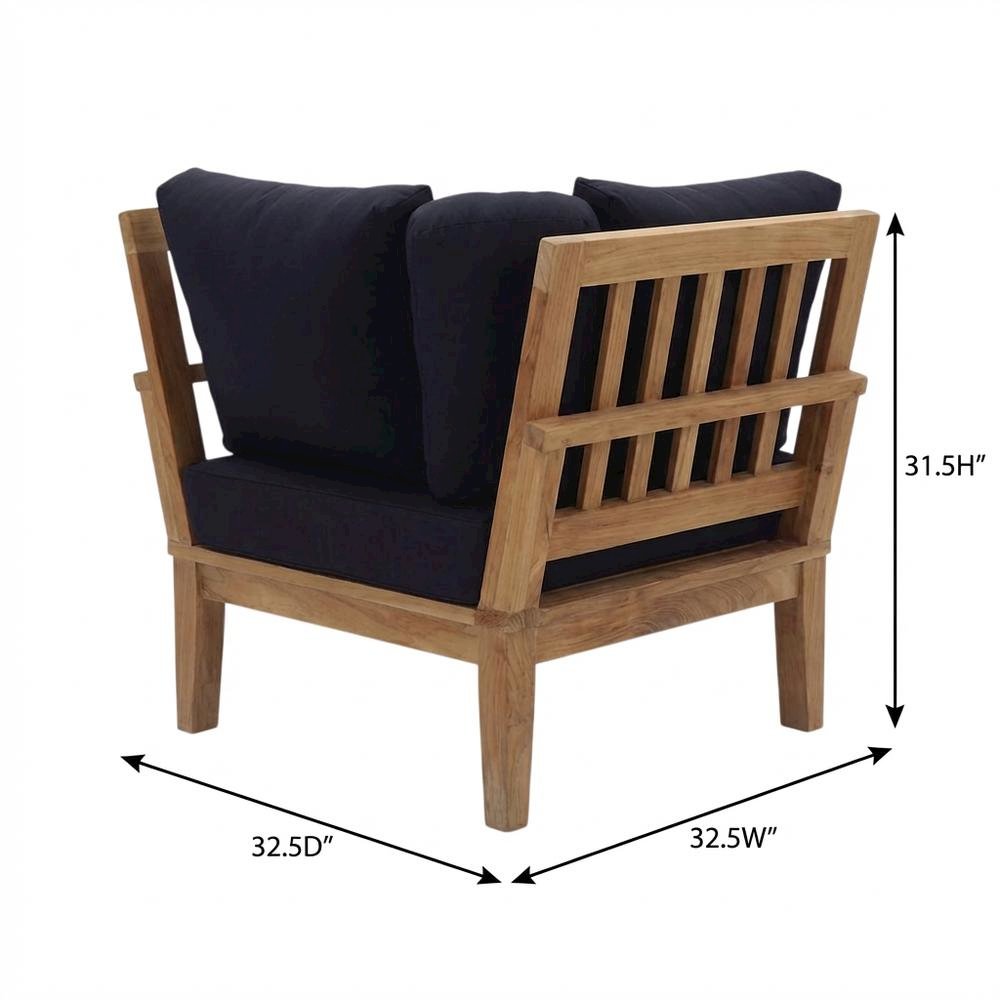 Teak Outdoor Patio Corner Sofa With Cushions And Stylish Design