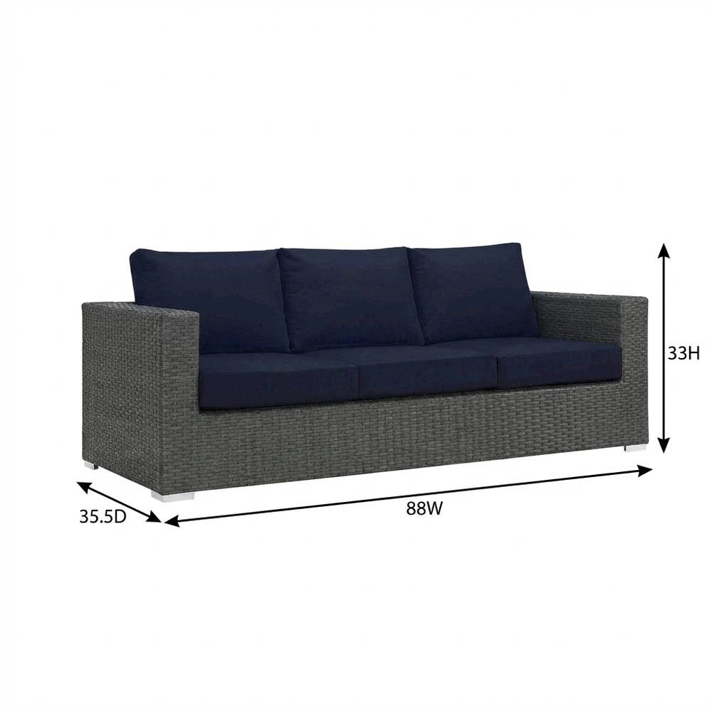 Outdoor Sunbrella Fabric Patio Lounge Sofa, Cushions, Comfortable Outdoor Living