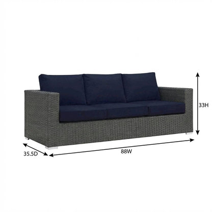 Outdoor Sunbrella Fabric Patio Lounge Sofa, Cushions, Comfortable Outdoor Living