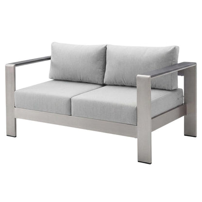 Aluminum Outdoor Loveseat With Sunbrella Fabric Cushions For Patio Relaxation