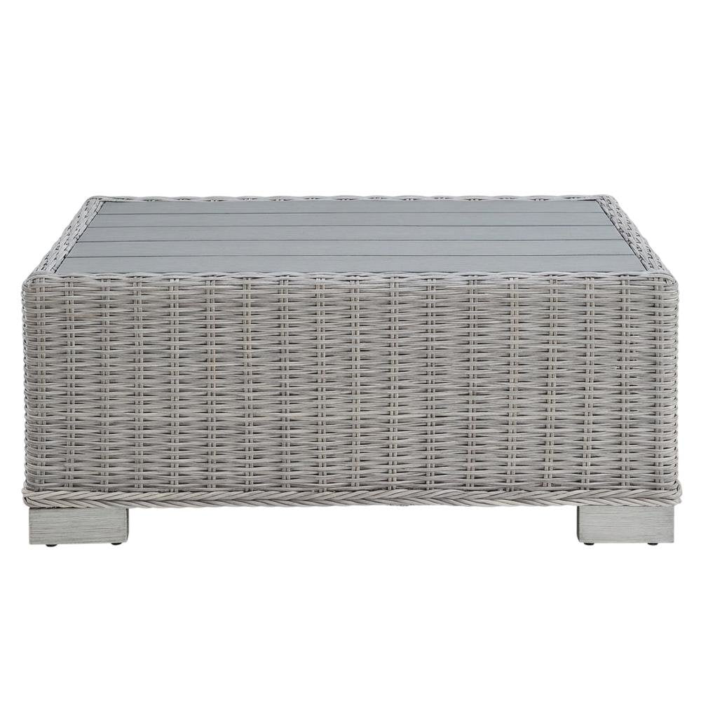 Outdoor Wicker Rattan Coffee Table, Weather-Resistant Finish For Patio Lounge