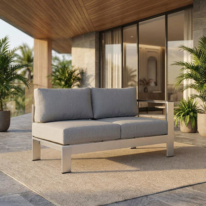 Outdoor Corner Sectional Sofa With Armrests And Cushioned Seating